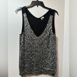 Women’s sleeveless black sequin shirt